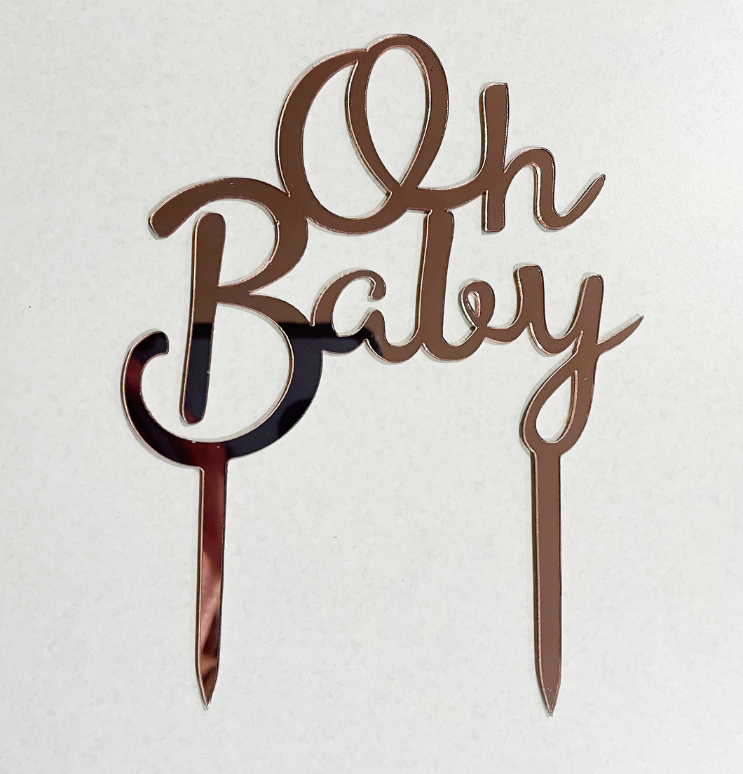 CAKE TOPPER OH BABY- LIGHT PINK