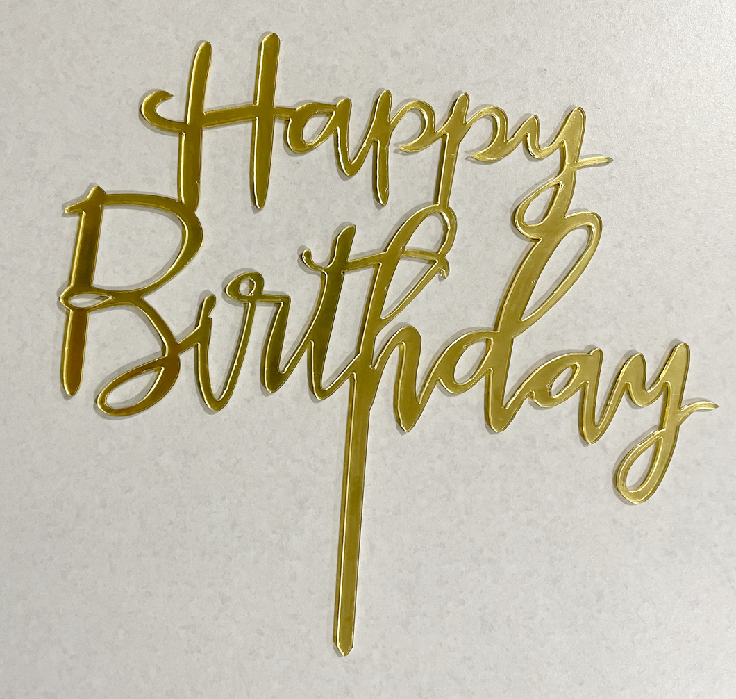 CAKE TOPPER HAPPY BIRTHDAY- Gold