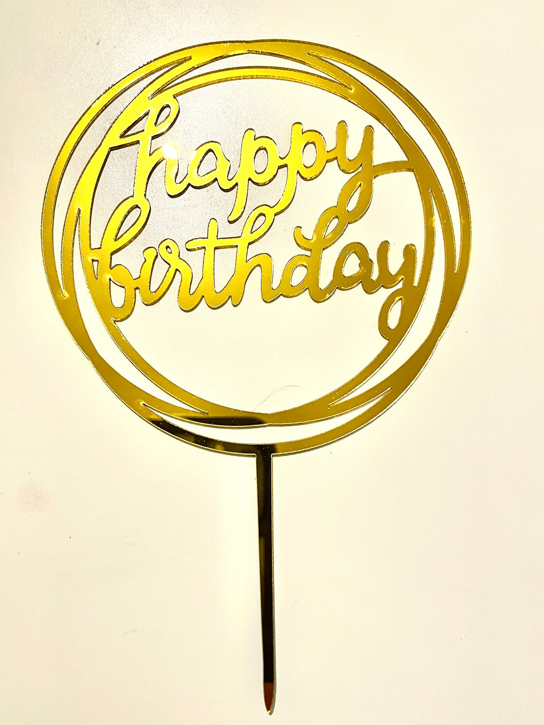 CAKE TOPPER HAPPY BIRTHDAY RND - Gold