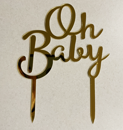CAKE TOPPER OH BABY- GOLD