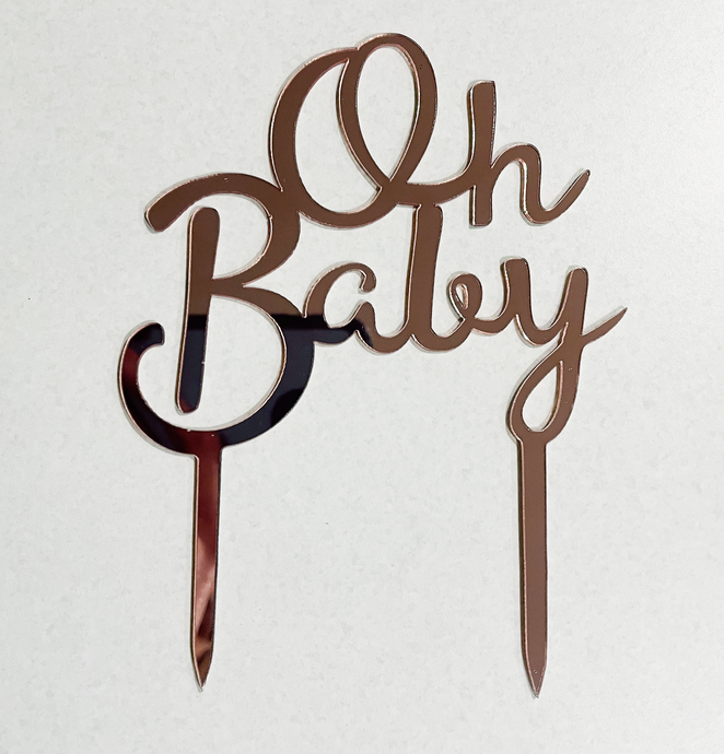 CAKE TOPPER OH BABY- LIGHT PINK