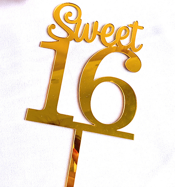 CAKE TOPPER SWEET 16- Gold