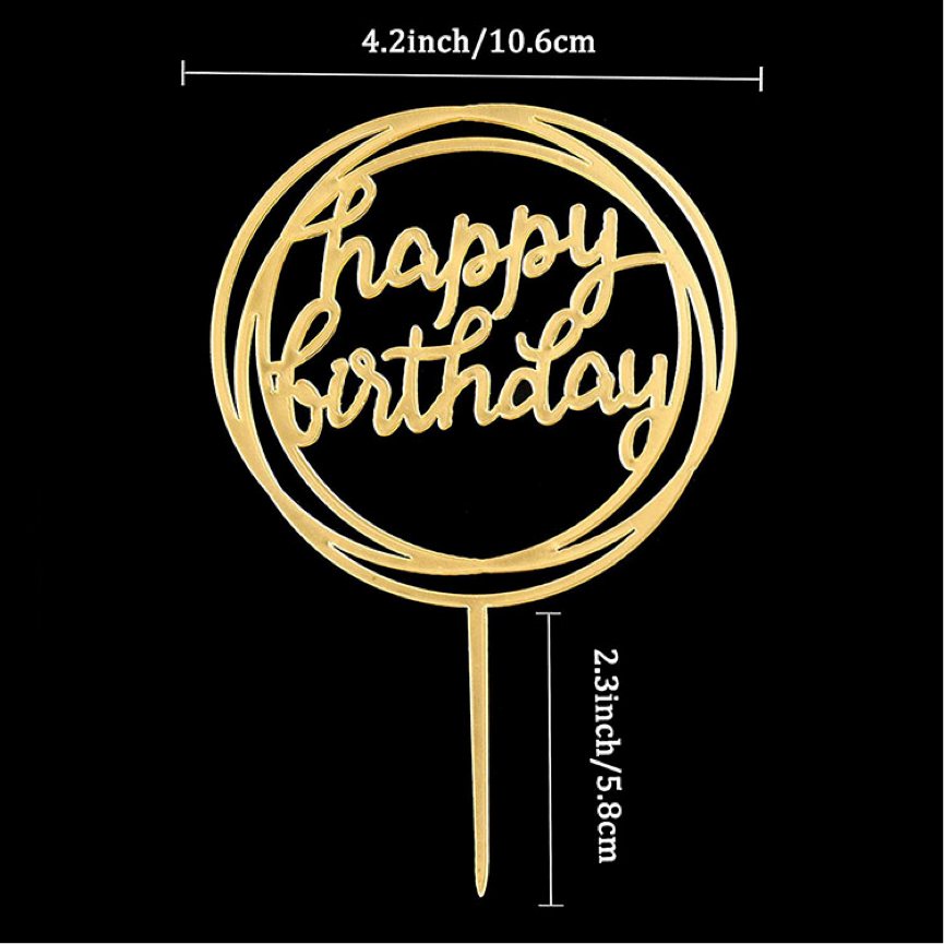 Happy Birthday Golden Acrylic Cake Topper 16 – 5 Inch Size (5 Pieces) –  Kaur Bakery Products